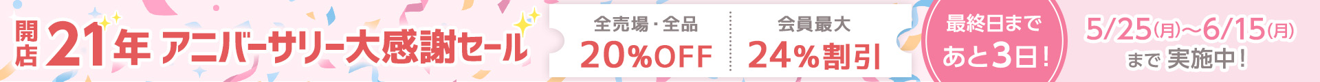 アニバーサリーセール あと3日：ヘッダー