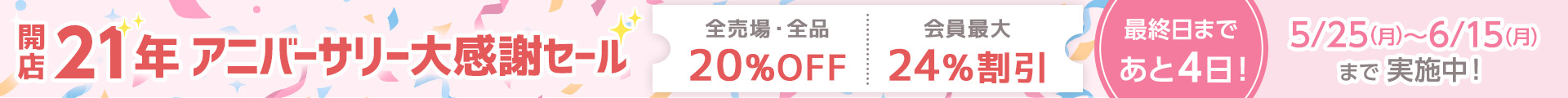 アニバーサリーセール あと4日：ヘッダー