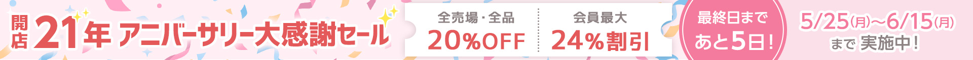 アニバーサリーセール あと5日：ヘッダー
