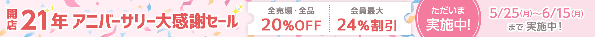 アニバーサリーセール 実施中：ヘッダー
