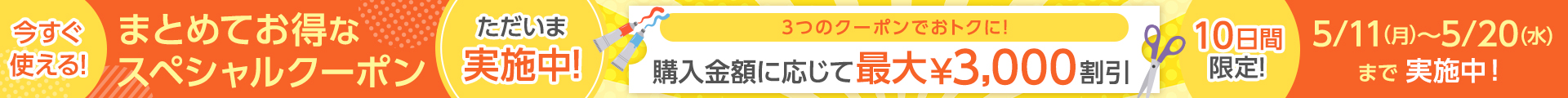 スペシャルクーポン 初日：ヘッダー